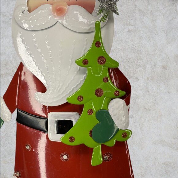 LIGHTED SANTA DECORATION -- Flashing LED Santa, Lightweight Metal, Christmas - Picture 5 of 7